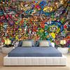 2D Printed Vibrant Street Art Tapestry for Living Room & Dorm