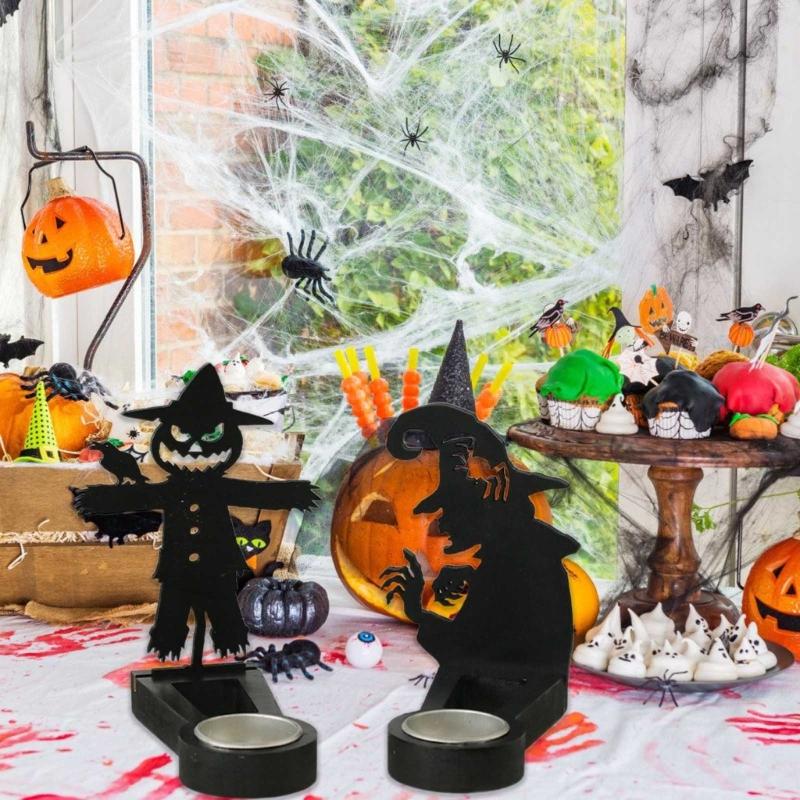 Funny Shadows Stand Wrought Iron Halloween Table Candlestick Decoration Home Ornament Candlelights Dinner Candle Holder