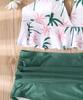 Women's Summer Coconut Printed V-neck High Waist Dark Green Sexy Bikini Two-piece Swimsuit