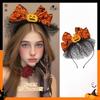 1pc Halloween Pumpkin Bow Headband Orange Spider Web Bat Bow Black Polka Dot Tulle Hair Band Hair Accessory Party Cosplay