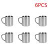 1-6Pcs Handle Mug Double Layer 220ml Stainless Steel Camping Hiking Coffee Tea Cup Sets for Household Kitchen Helping Decor