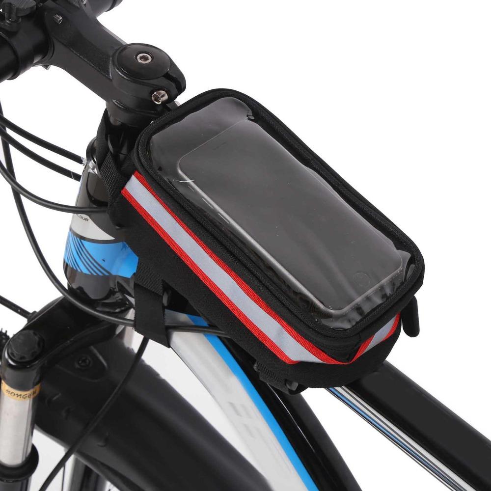 Easy Installation Bicycle Phone Bag Hook and Loop Straps Bike Top Tube Bag  City Bike Use