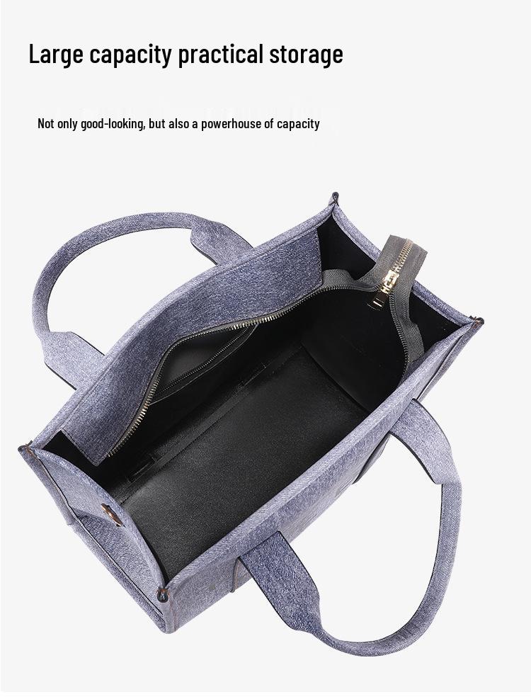 Geantă Tote & Crossbody din Denim Gradient PU cu Capacitate Mare - Modă Trendy pentru Femei