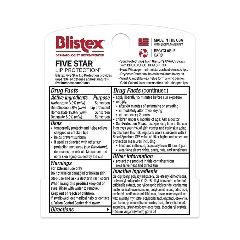 Nawilżający balsam do ust Five Star Lip Protection SPF 30 Blistex 4,25 g