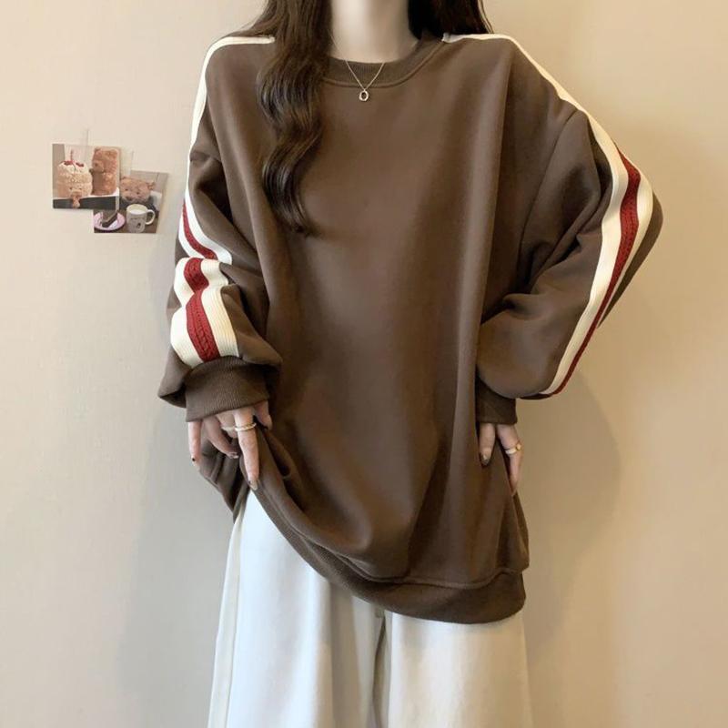 Sweatshirt for Women Cotton Loose Oversized Long Sleeve T-Shirt Fleece Thickened Comfortable Round Neck Casual Pullover Top Sweatshirt