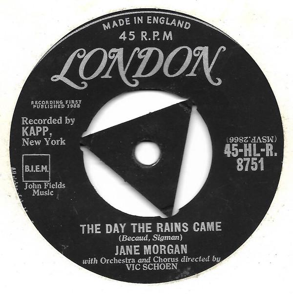 

7inch Record JANE MORGAN The Day The Rains Came 45HLR8751 LONDON RECORDS 1958 UK Pop Used