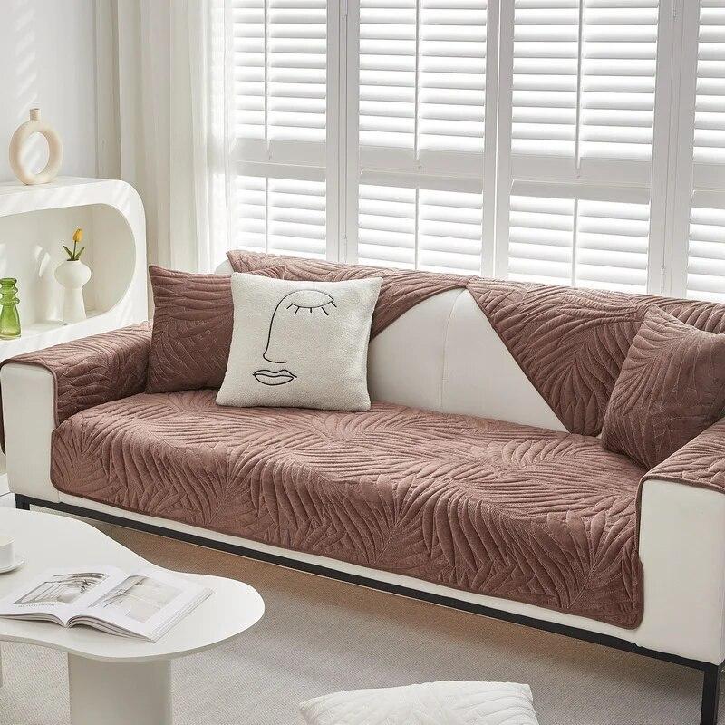 Verdicken Sie den warmen Sofabezug für das Wohnzimmer, Samtplüsch, Sofamatte, Handtuch, rutschfeste Chaiselongue, L-förmiger Couch-Schonbezug, Armlehnenbezug