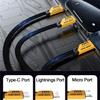 240W 2-in-3 Multi-Interface Super Fast Charging Mecha Data Cable 1.2M Compatible With iPhone Android Notebook/Tablet