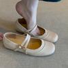 French Patent Leather Round Head Shallow Mouth Flat Bottom Small Single Shoes Women's Word Buckle Temperament Mary Jane Shoes