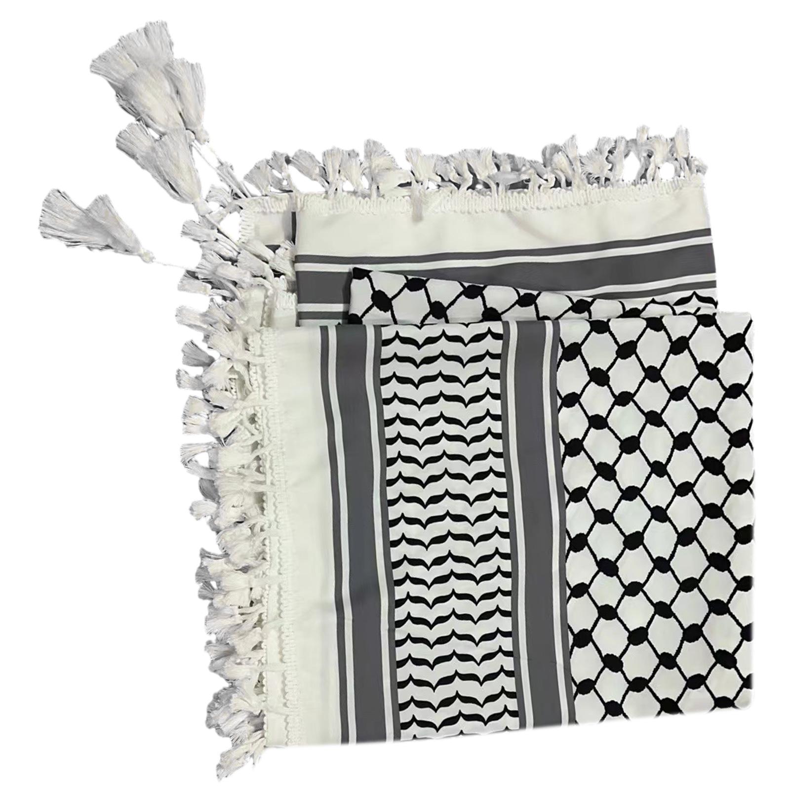 

Middle East Keffiyeh Headscarf Square Men Scarf Wrinkles Resistant Bandana Scarf for Men and Women B
