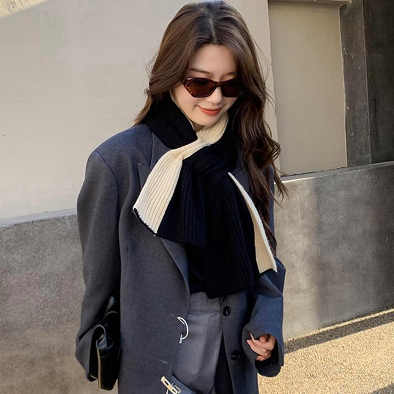 Korean Style Fashionable Casual Color-Blocked Thick Warm Long Scarf For Women