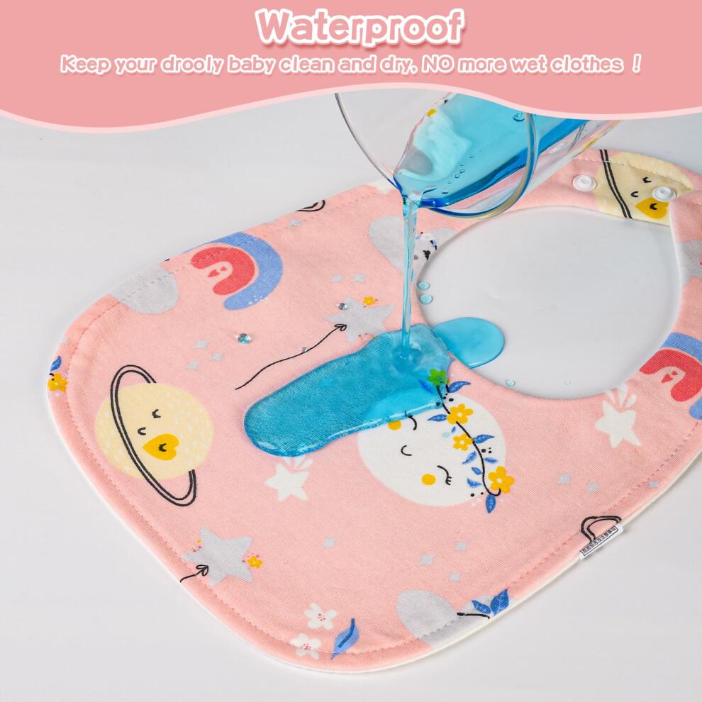 Yafane Baby Dribble Bibs Waterproof Absorbent Cotton Drool Bibs for Baby Boys Girls Unisex Bibs Toddlers Infants for Feeding and Teething 10 Pack (Pi