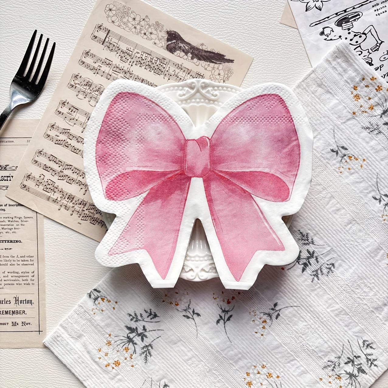 

20/40/60Pcs Pink Bow Napkins, for Bow Party Supplies, Pink Girls Party Birthday Wedding Decorations 20pcs розовый