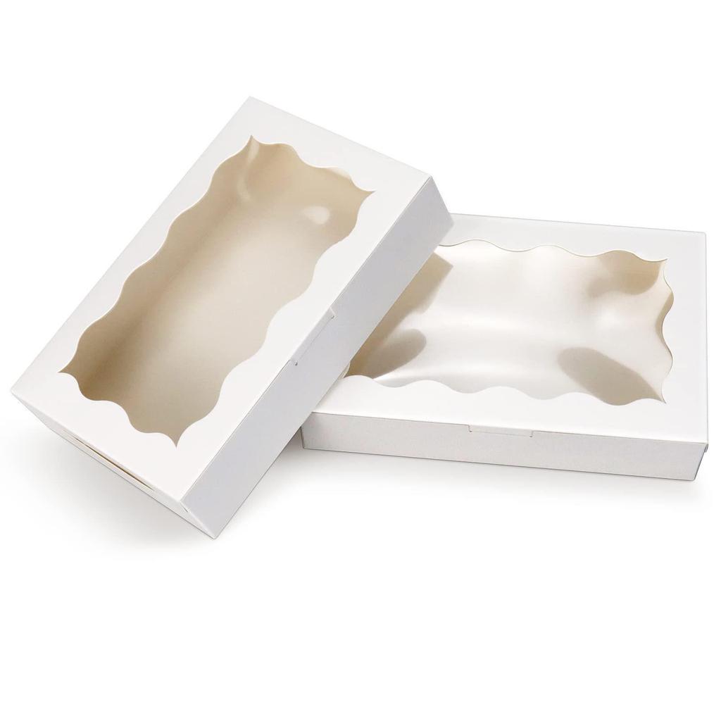 Pastry Box with Window - White Cardboard Kraft Paper for Cake and Dessert Packaging