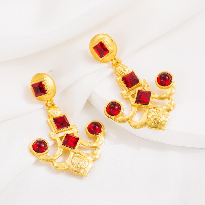 

Женские серьги-капли в стиле ретро, ​​серьги-подвески из титанового стального сплава, акриловые хрустальные бусины в форме якоря, геометрические украшения для ушей OneSize красный