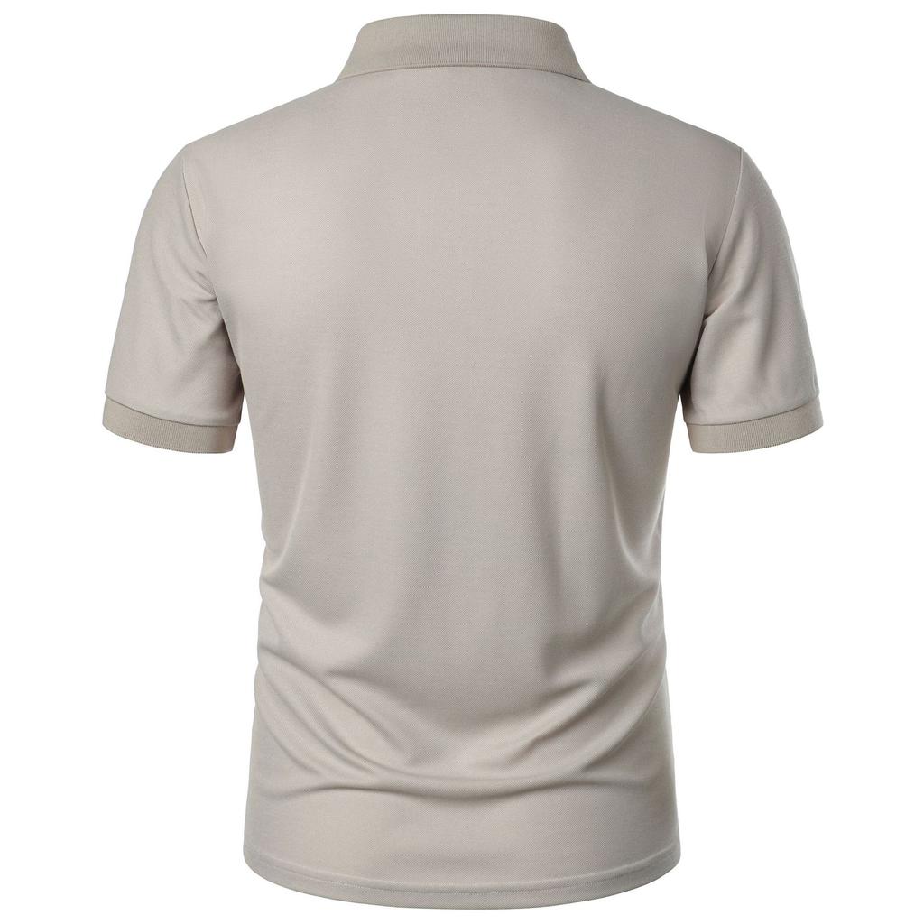 Europäischer und Amerikanischer Stil Herren Sommer Einfarbig Slim Fit Oberteil Mode Kurzarm Umlegekragen T-Shirt
