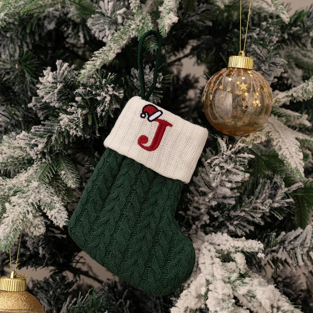 Christmas Socks Knitted Snowflake Letter Socks Large Capacity Christmas Tree Ornaments Candy Gift Stockings Holiday Pendants