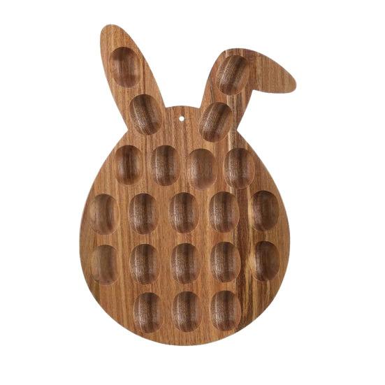 

Easter Deviled Egg Platter Bunny Shape Wooden Serving Tray 21 Holes Deviled Eggs