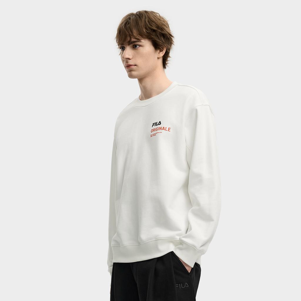 Fila Original Fashion Classic Retro Casual Versatile Loose Comfortable Simple Crew Neck Pullover Sweatshirt Men Sweatshirt White F11M549202FWT