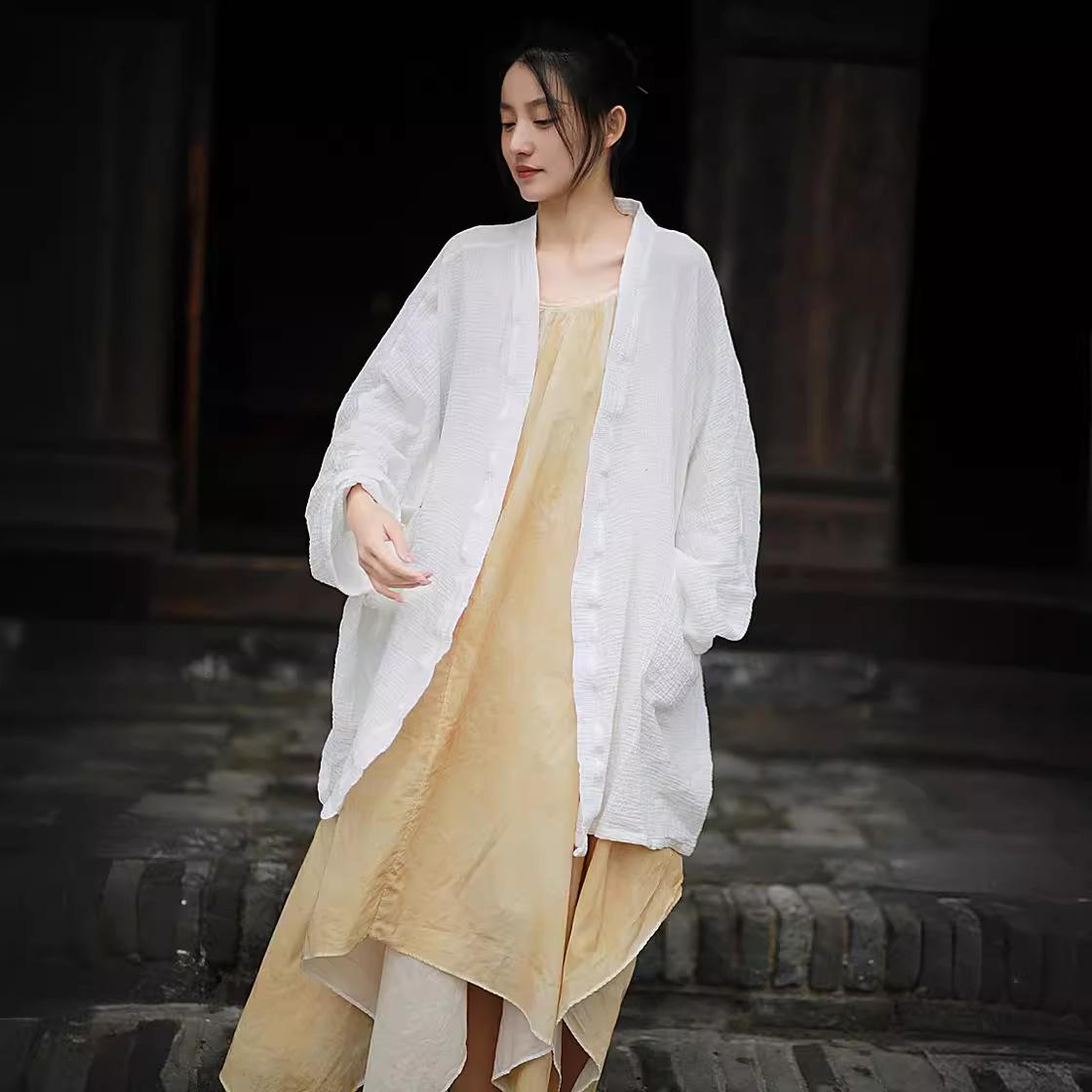 

Johnature Женские хлопковые рубашки топы V-образный вырез рукав летучая мышь однотонные весенние карманы свободные женские кардиганы блузки M белый