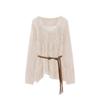 Sweater for Women Summer Openwork Knit Sweater Solid Color Sun Protection Cover-Up Tops
