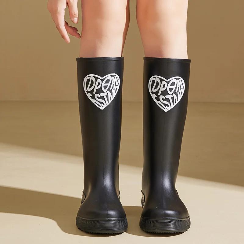 Fashion New-style Women's Waterproof High-cylinder Rain Boots Suitable for Outdoor Wear Work Water Shoes Rubber Shoes with Soft Soles