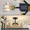6-light Crystal Semi Embedded Ceiling Light Fixture