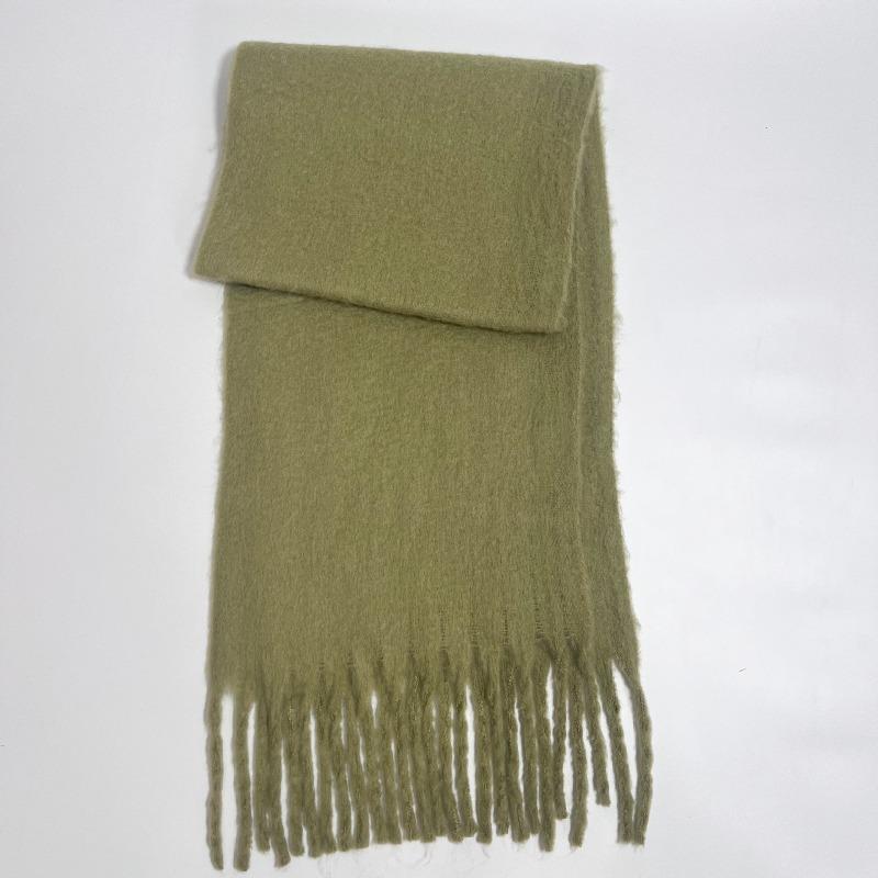 Versatile Mohair Solid Color Scarf Women's Winter Thickening Simple Warmth Enlarged Shawl Scarf