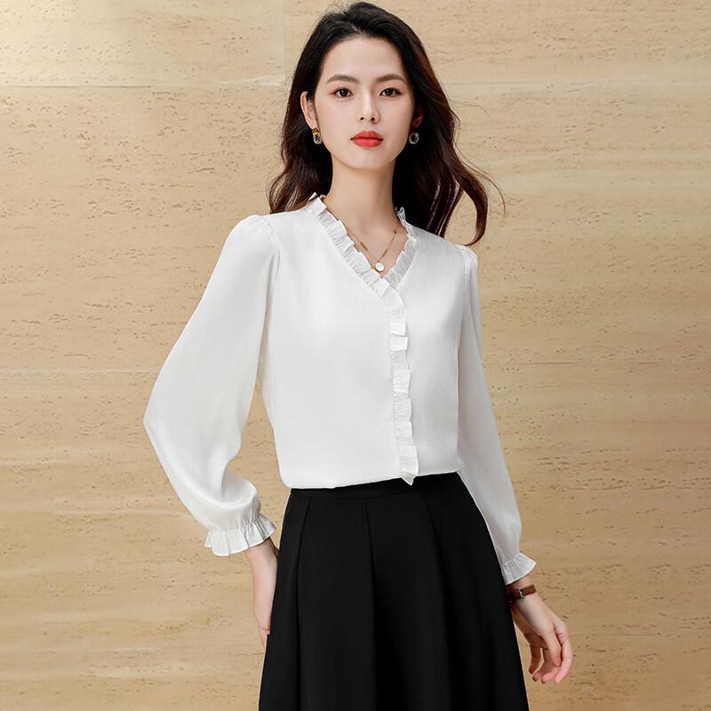 Teluoman Women s V-Neck Long Sleeve Blouse L