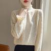 New Autumn and Winter Style Small-scented Style Lace Earrings Half-high Neck Bottoming Shirt for Women Super Fashionable Sweater Underwear