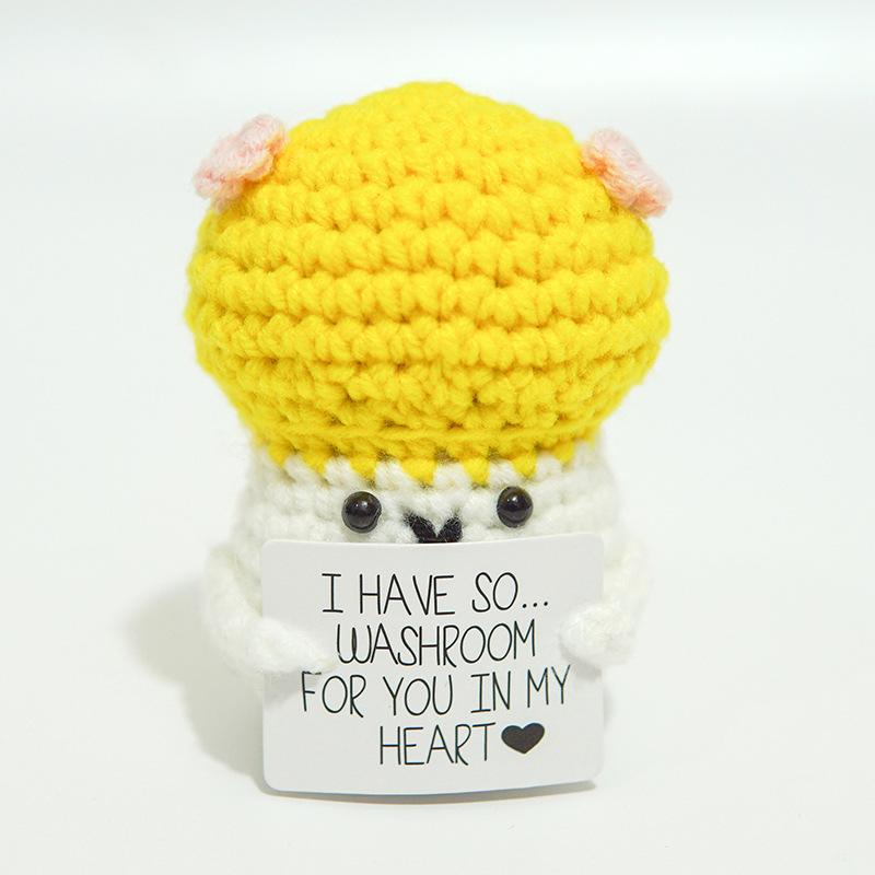 Funny Positive Card Fruit Toast Knitted Doll Home Desk Decoration Gift Christmas