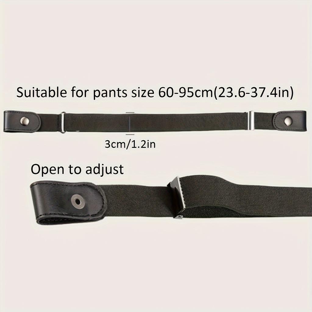 1pcs Black Belt Adjustable Length Design Suitable for All Body Types Lazy Invisible No-hole Waistband Belt