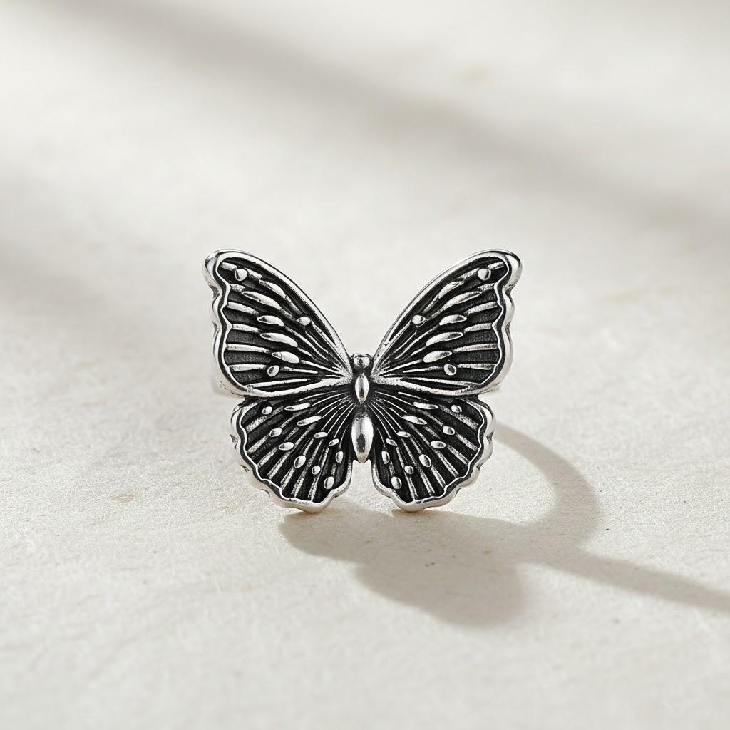 

Women Vintage Carved Butterfly Ring Silver Engagement Anniversary Party Jewelry Fashion Accessory 1PC серебряный
