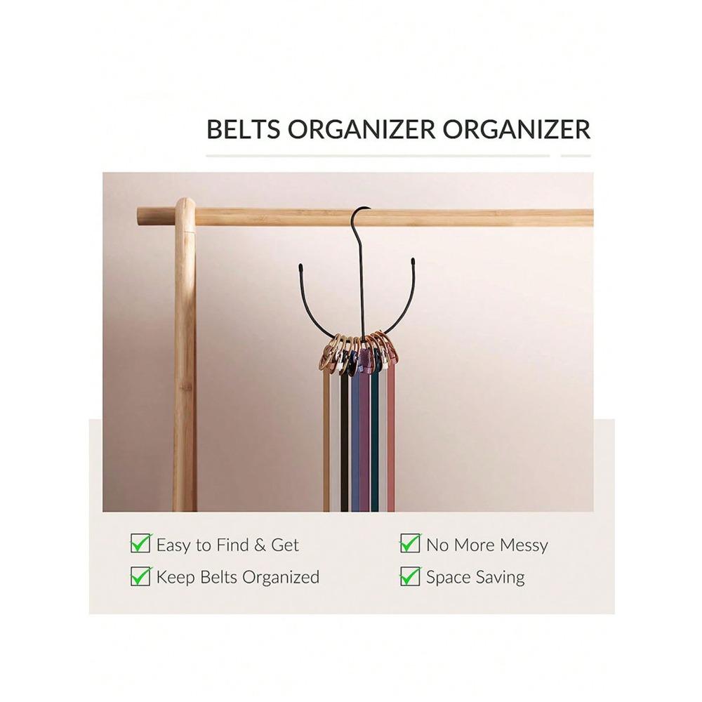 1pc Multi-Functional Stainless Steel Solid Metal Coated Belt Hanger, Suitable for Storing Ties, Scarves, Belts, Bags, Etc. Decorations Decor Festival