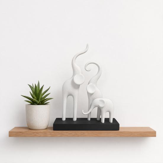 Elefantenfamilie Statue Moderne Kunst Elefanten Figur 3D Gedruckte Abstrakte Elefanten Skulptur Tischdekoration