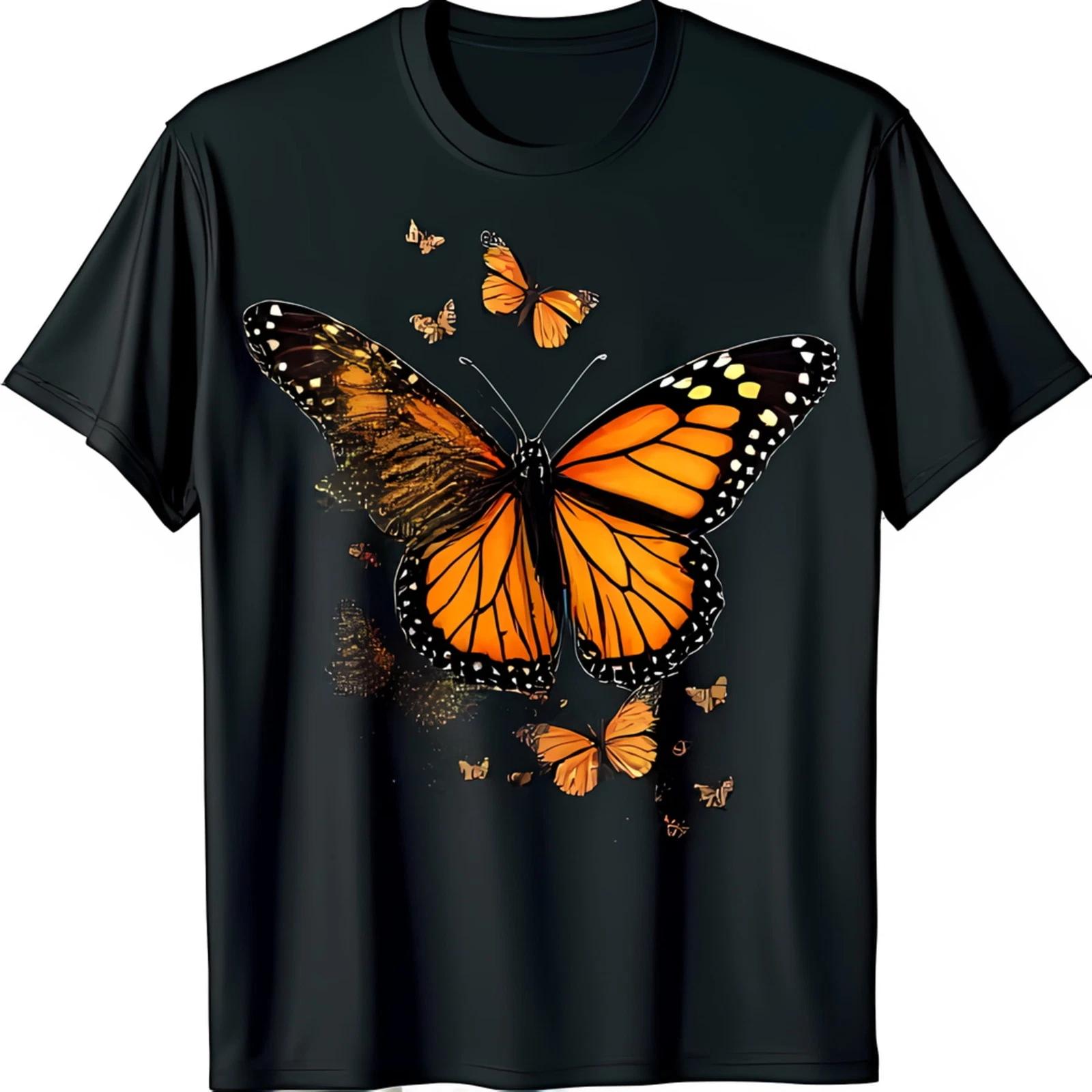 Stunning Monarch Butterfly T-Shirt on Fabric Unique Design-100% Cotton M
