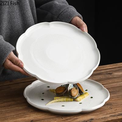 Flower Shaped Ceramic Dining Plate Creative Dinner Steak Plate Restaurant Food Cooking Dishes Creative Dessert Plate Tableware