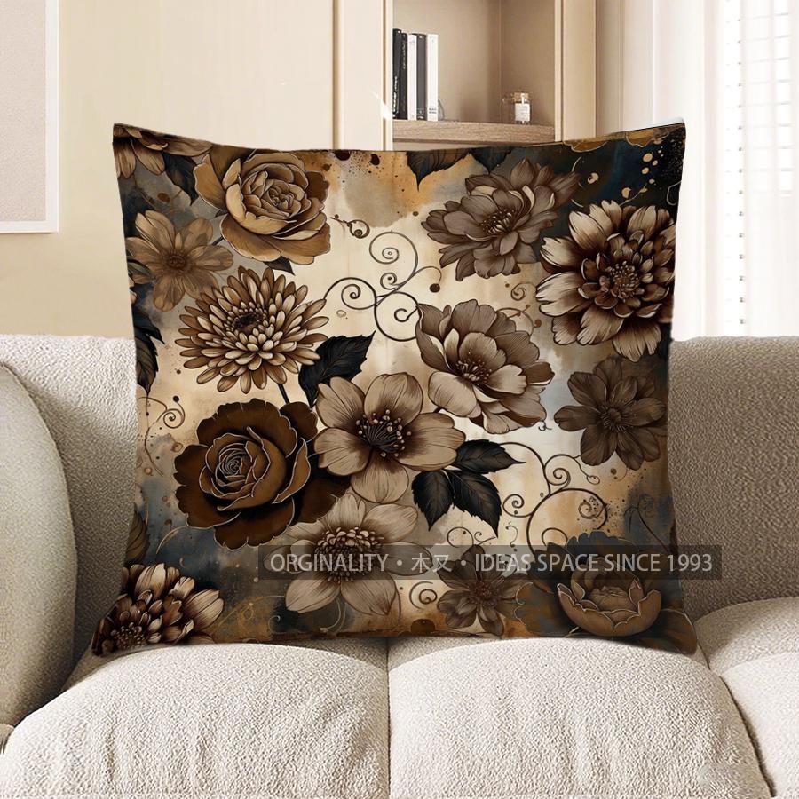 2D Floral Patterned Cushion Covers For Elegant Home Pattern Cushion Cover Suitable For Sofa Bedroom Car Pillow Cover