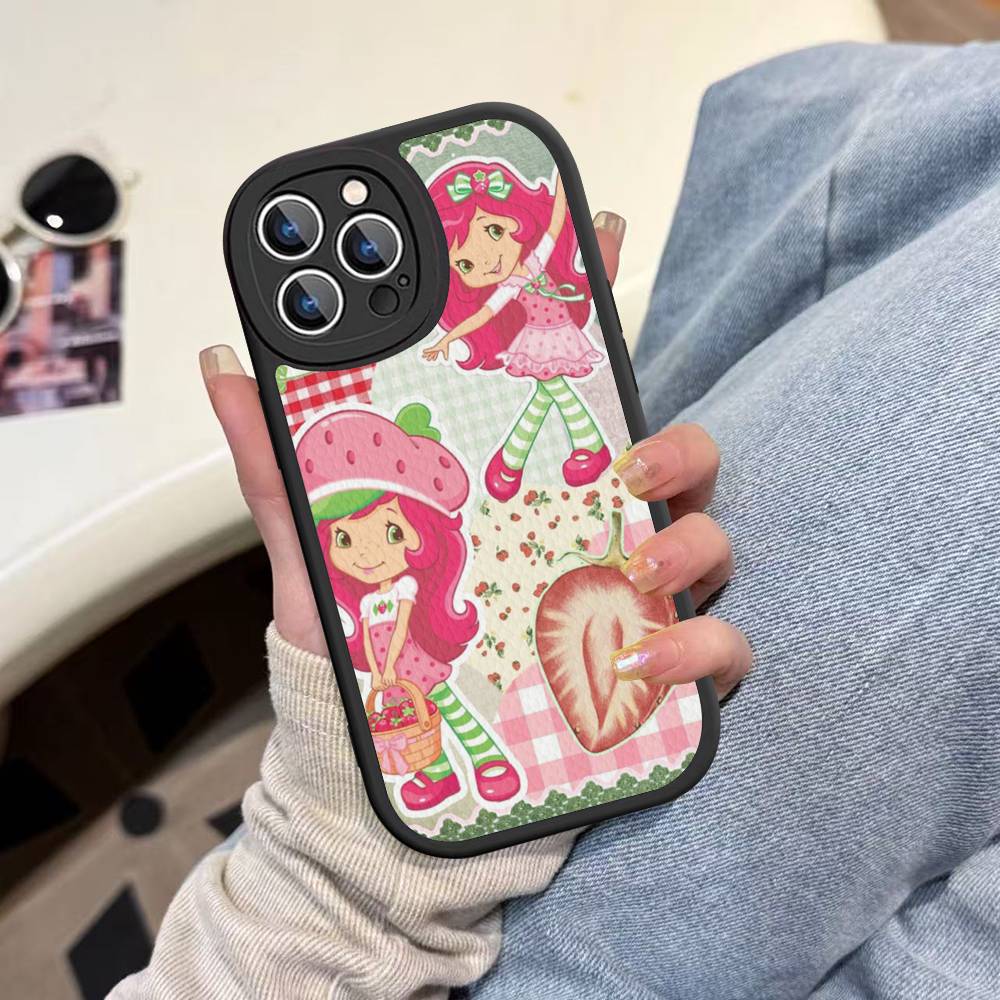 S-Strawberry-shortcake Girl Phone Case For IPhone 15 14 13 12 11 16 Pro Max Plus Leather Soft Cover