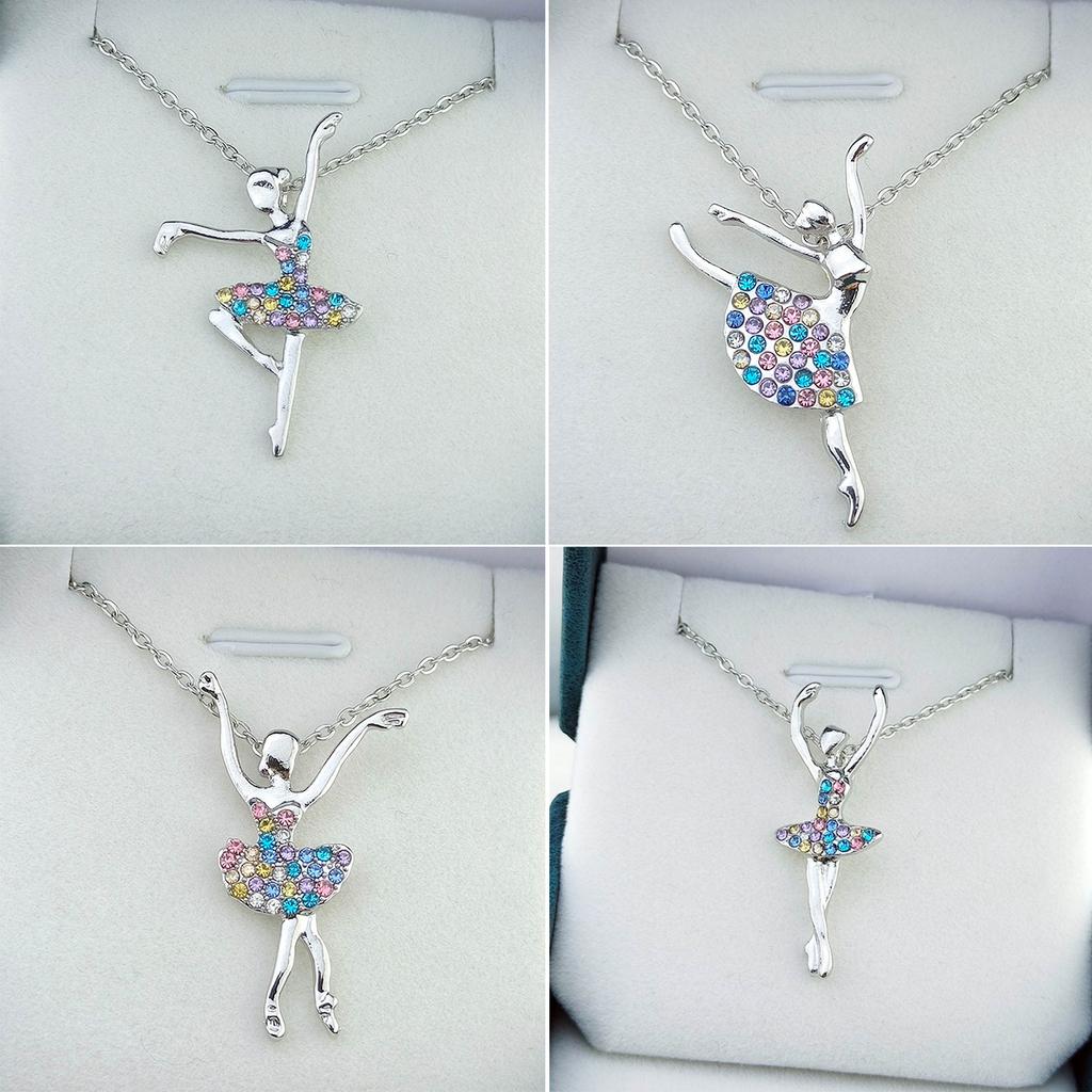 Kristall-Halskette Bunter Zirkon-Choker Tanzende Mädchen-Anhänger Halskette Tänzerin Anhänger Schmuck für Mädchen