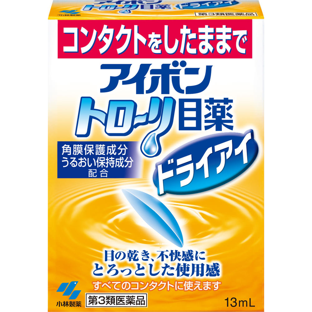 Kobayashi Pharmaceutical Ibon Toro~ri Eye Drops Dry Eye 13ml Dry Eyes Indications: Tear supplementation (dry eyes), discomfort when wearing hard or so