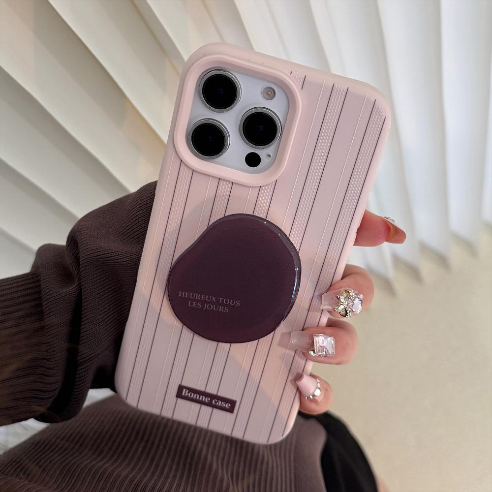 Premium Striped IPhone 16 Case, Retro Brown Stand for Apple 17, IPhone 15 Pro Max, Compatible with Multiple IPhone Models