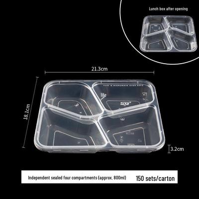 Disposable Rectangular 4-Compartment Lunch Boxes