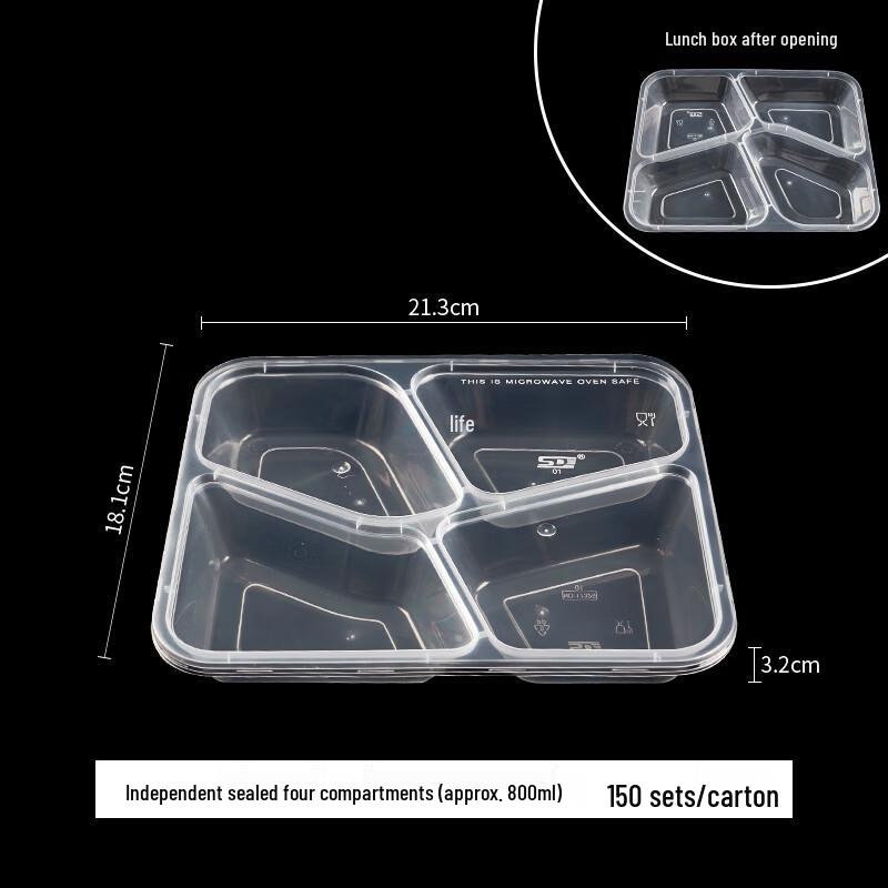 

Disposable Rectangular 4-Compartment Lunch Boxes