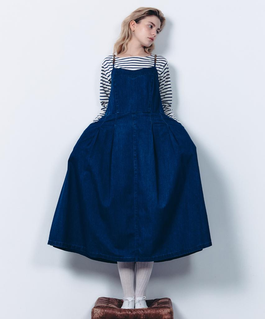 Leogkibeulaendeu Denim Bustier Dress Indigo