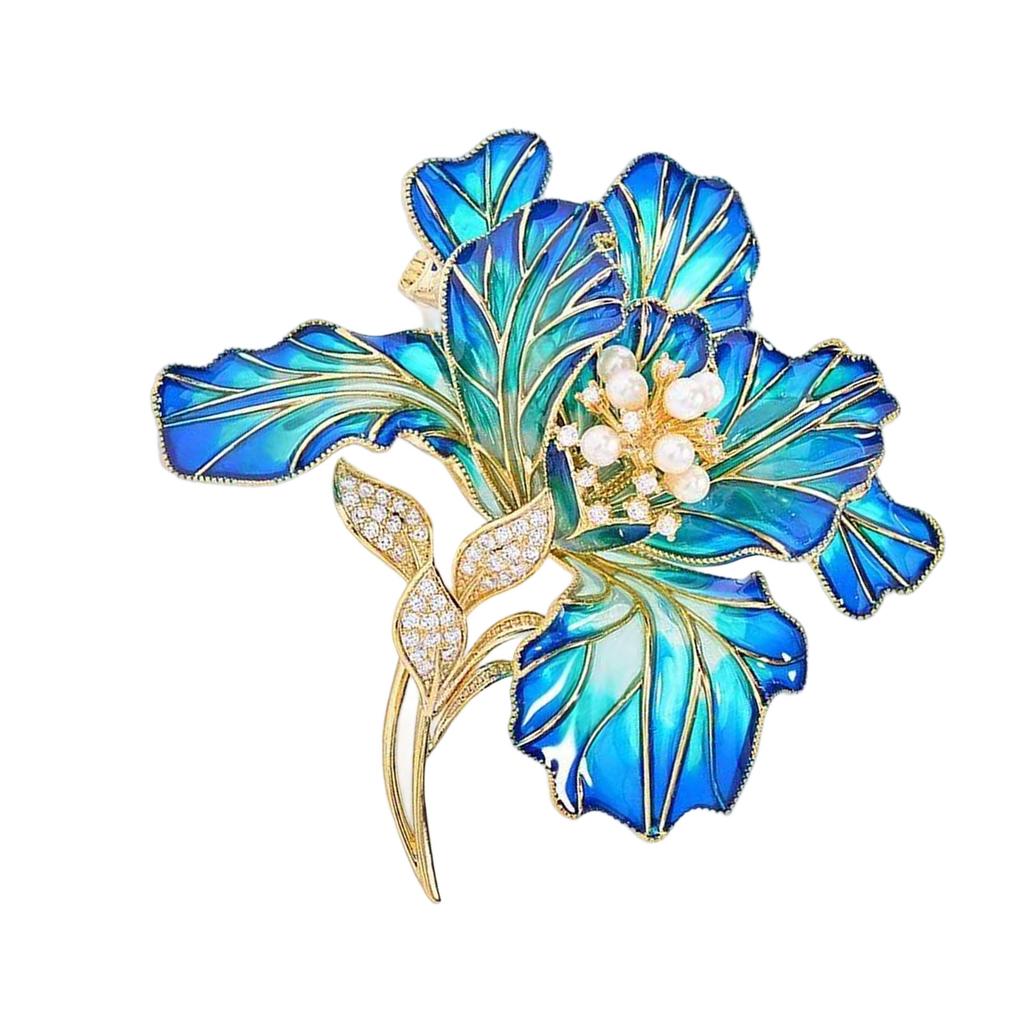 Elegant Floral Brooch With Enamel Craftsmanship And Imitation Pearls Detail For Women Jewelry Accessories