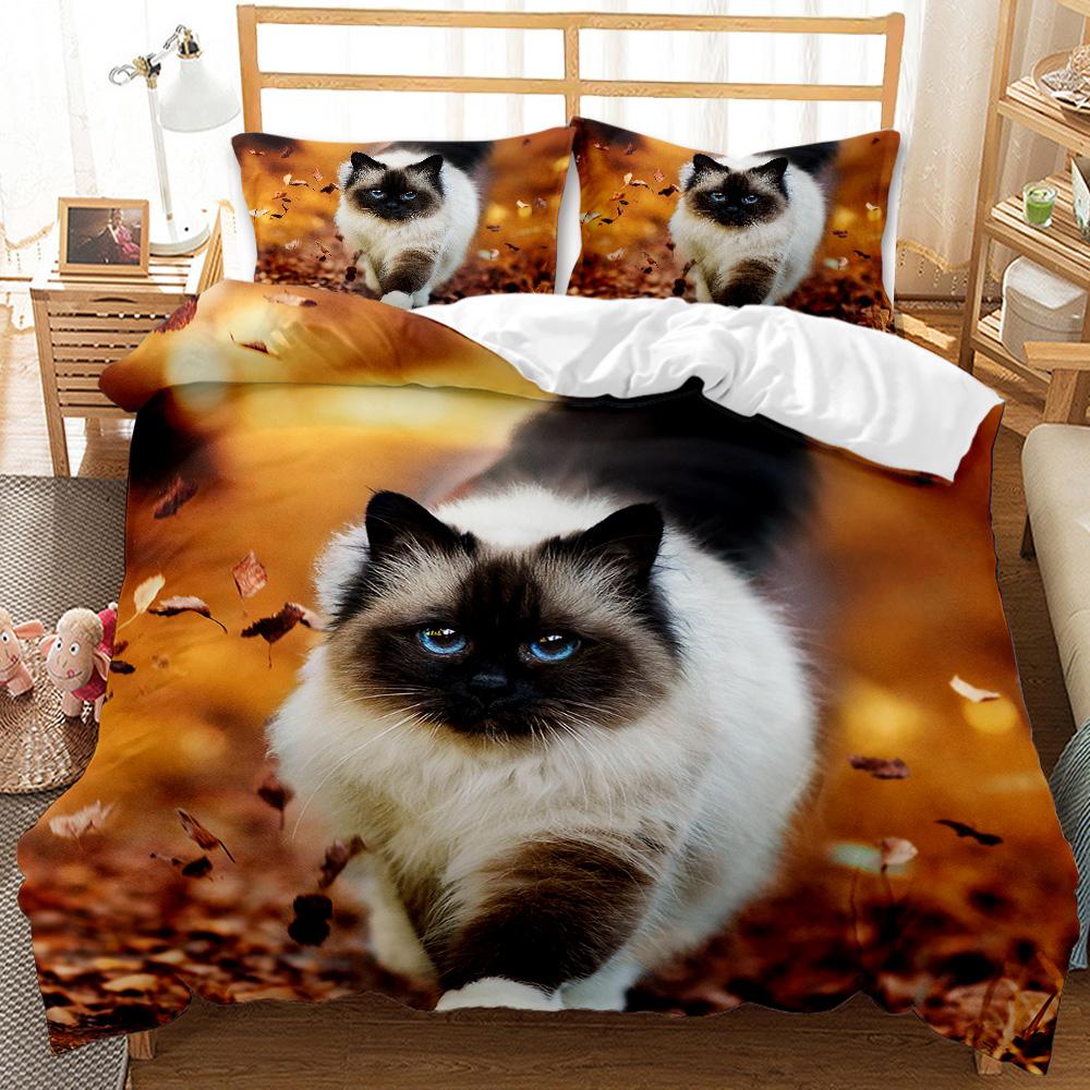 Dog and Cat Duvet Cover Cute Cartoon Puppy Animal Design Bedding Set Lovely Kitty Double Queen King Size Polyester Qulit Cover