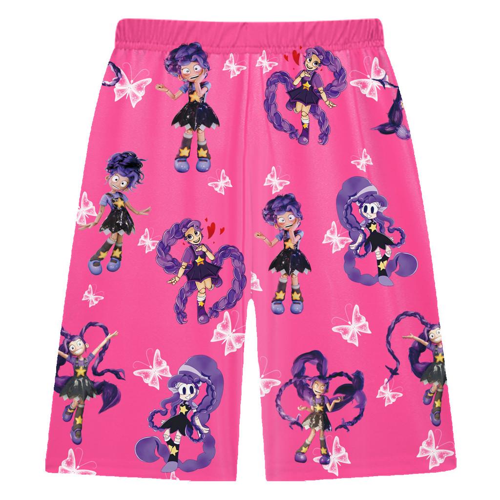 19774 Bambine Ragazze Lily Lovebraids Gioco Stampato Maniche Corte Girocollo T-Shirt Top Set Pantaloncini