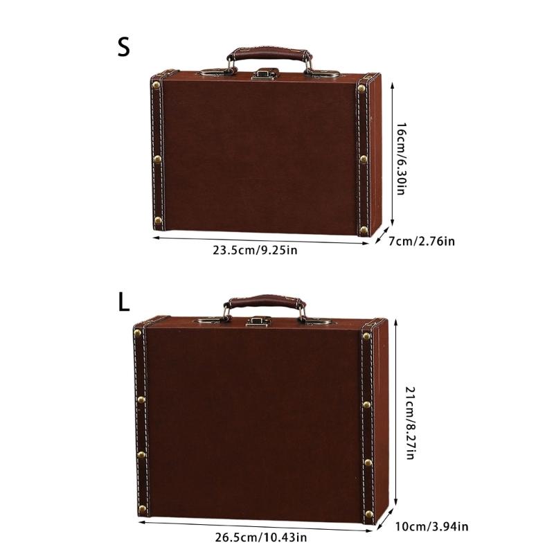 Scatola portaoggetti portatile in stile europeo antico, robusta custodia da viaggio in pelle, portatile per l'organizzazione di vestiti e libri