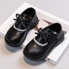 Girls' Princess Bow Lace Leather Shoes – Soft Sole, Comfortable, British Style – Perfect for Spring and Autumn